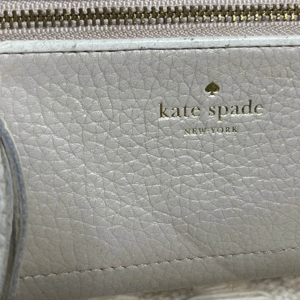 Kate Spade ♠️ Pebbled Leather Blush Pink / tan Continental Zip Around Wallet